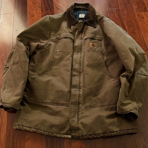 Vtg Carhartt Jacket Coat Quilted Lined C26 CHT Brown Mens XL Tall USA Union Made